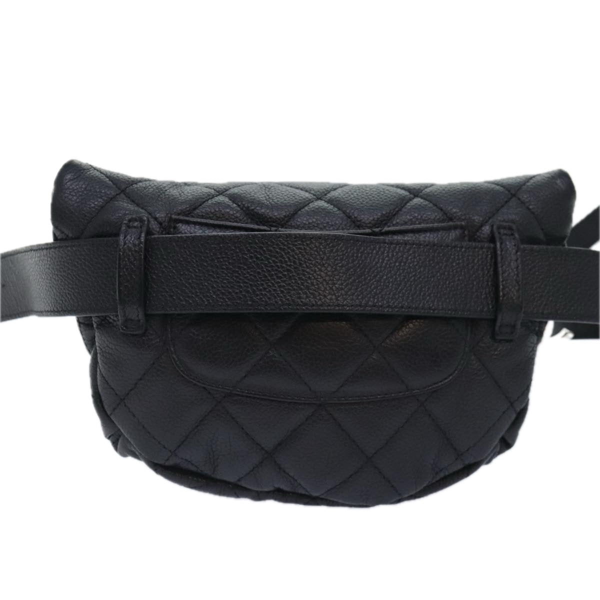 CHANEL Matelasse Waist bag Caviar Skin Black Silver CC yk15369
