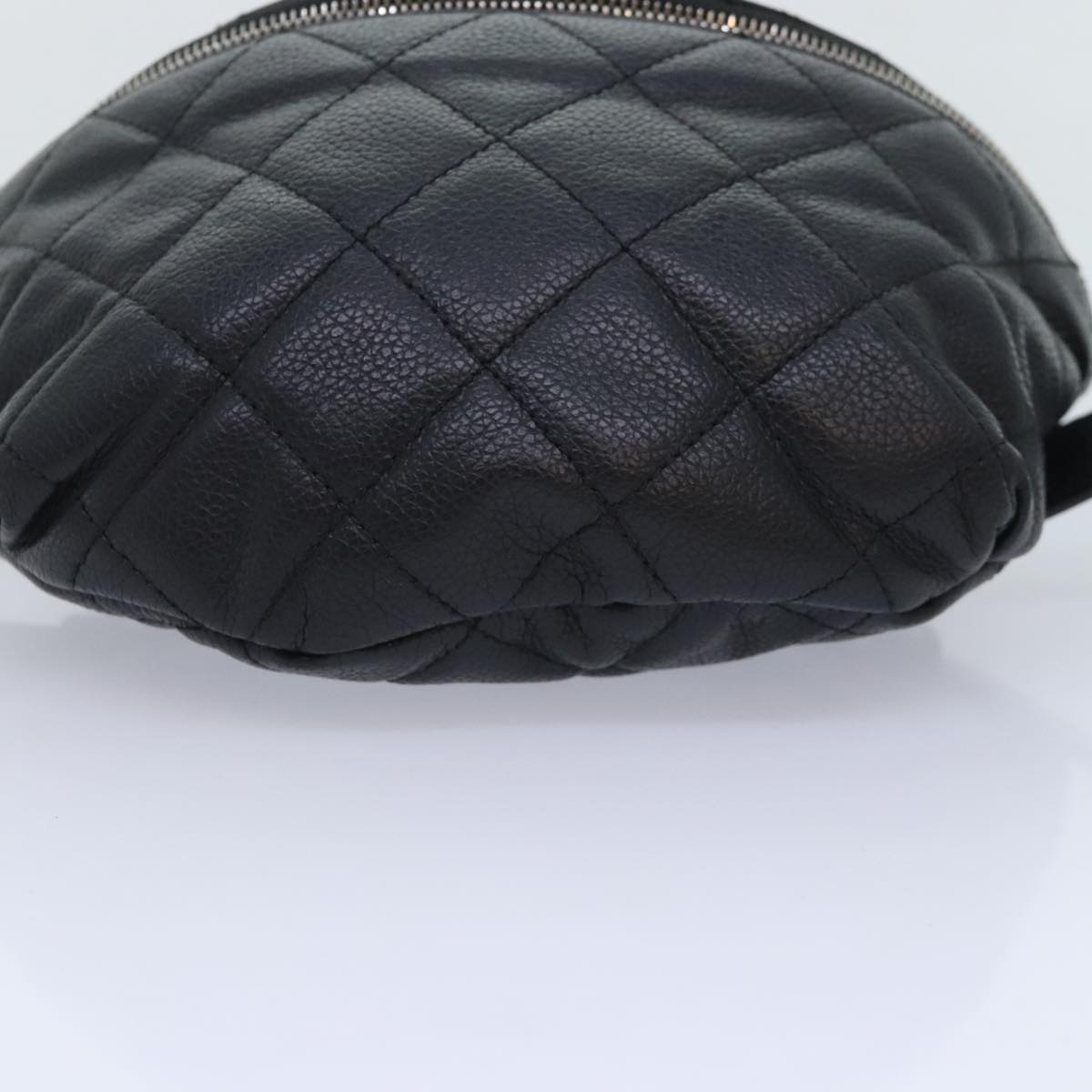 CHANEL Matelasse Waist bag Caviar Skin Black Silver CC yk15369