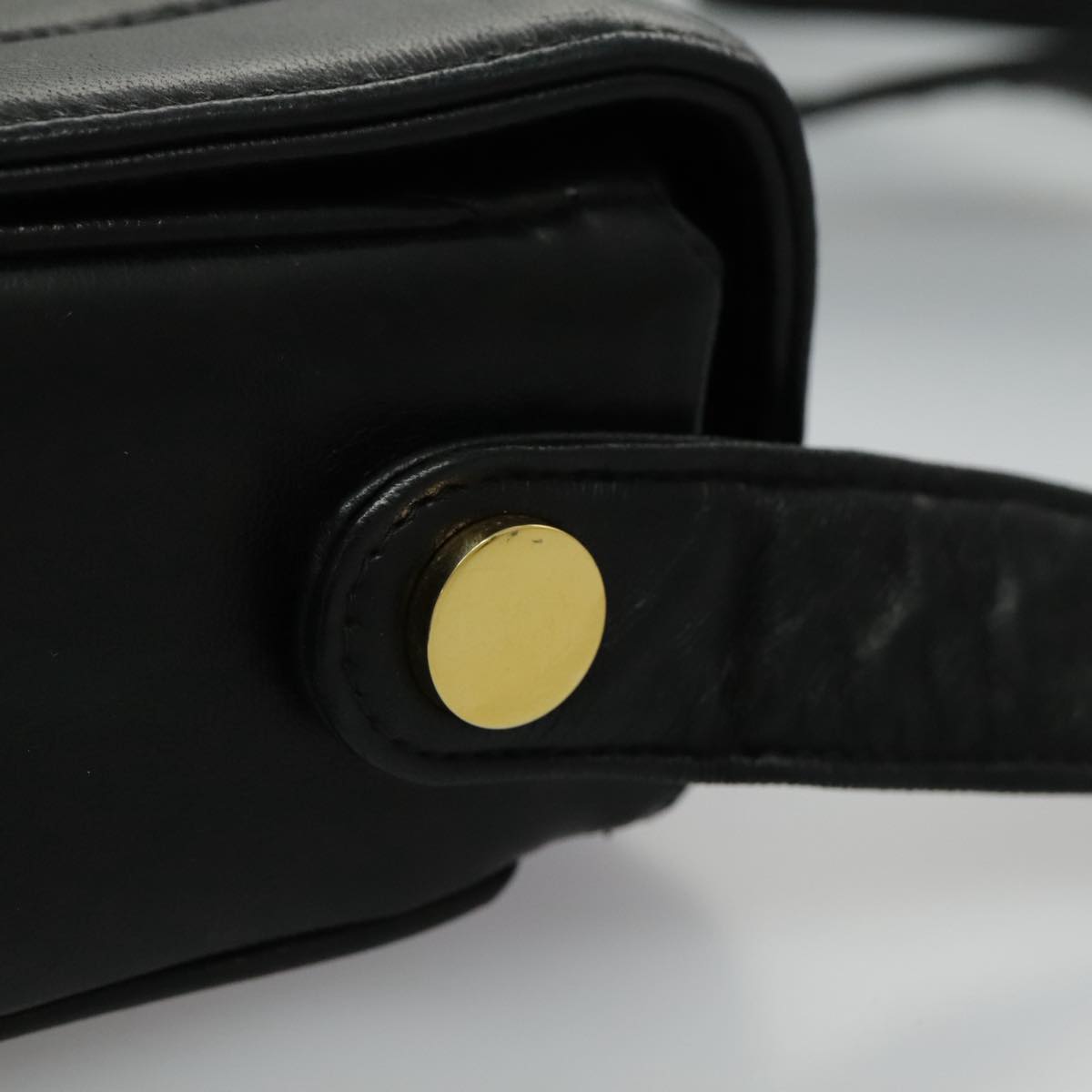 CHANEL Mademoiselle Shoulder Bag Lamb Skin Black Gold CC yk15502A