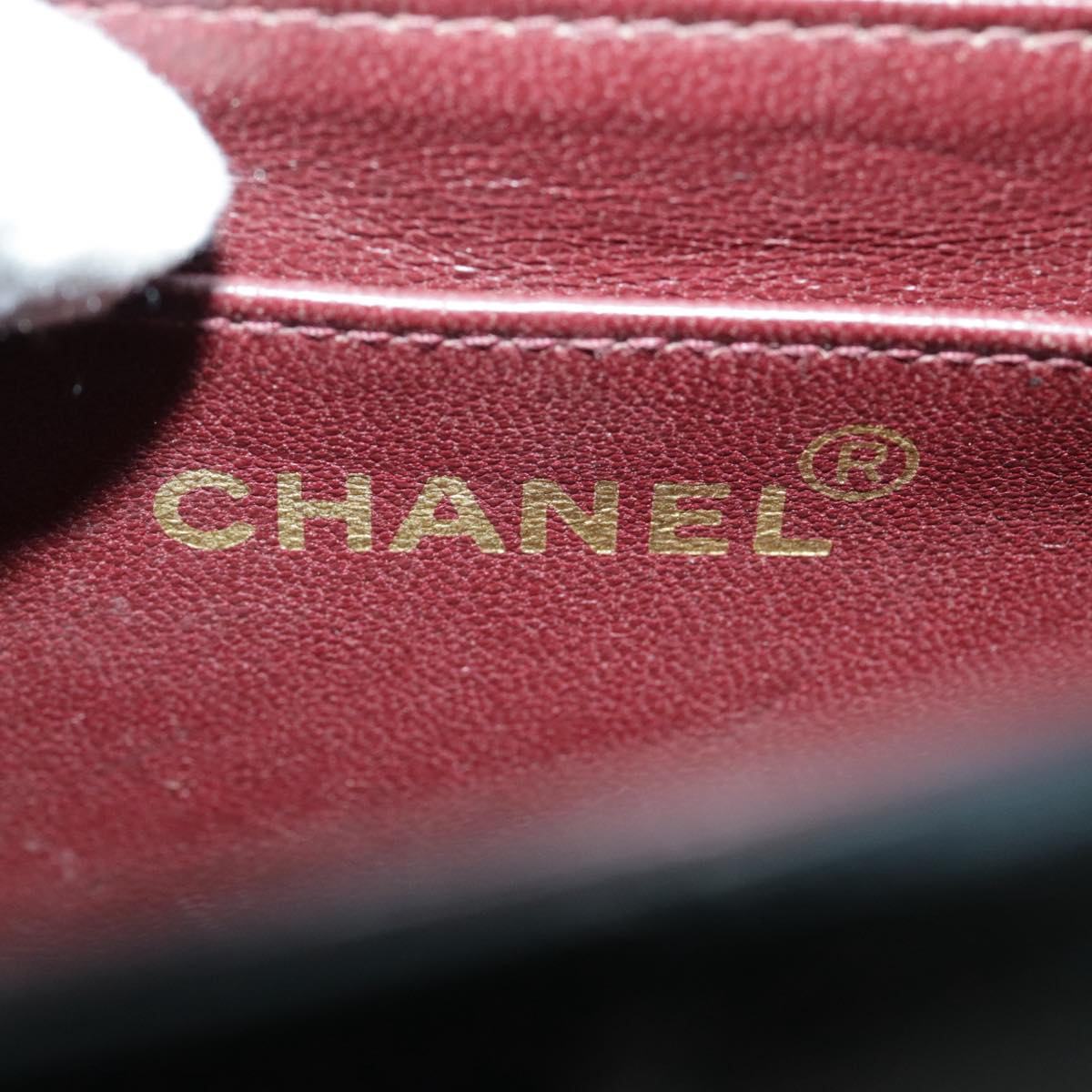 CHANEL Mademoiselle Shoulder Bag Lamb Skin Black Gold CC yk15502A