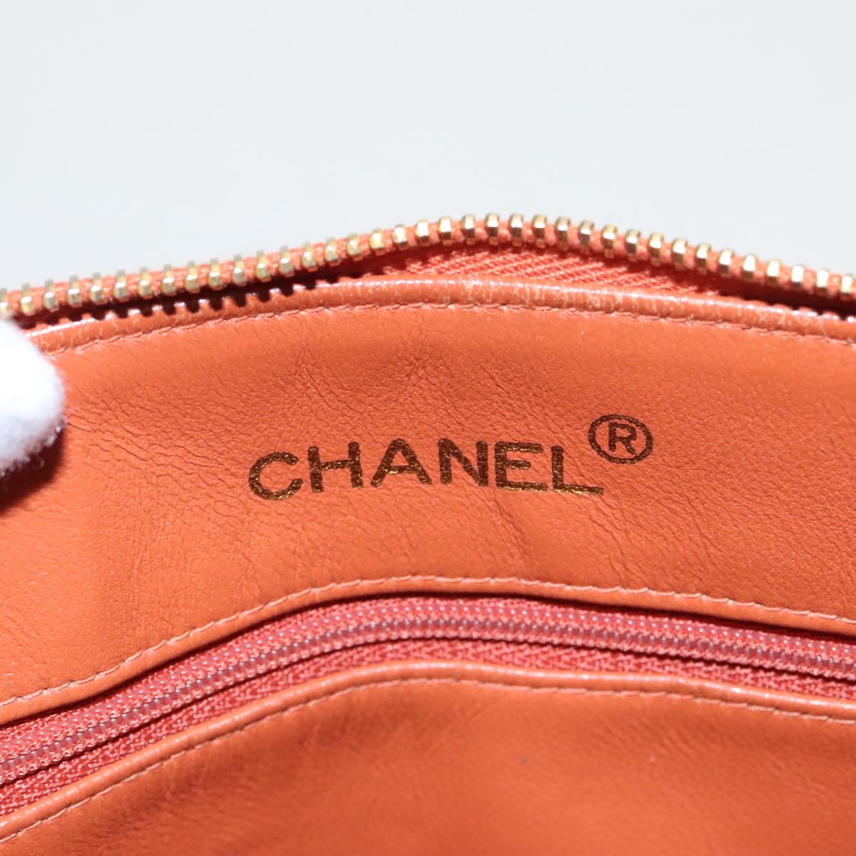 CHANEL Matelasse Chain Shoulder Bag Caviar Skin Orange Gold CC yk15664A