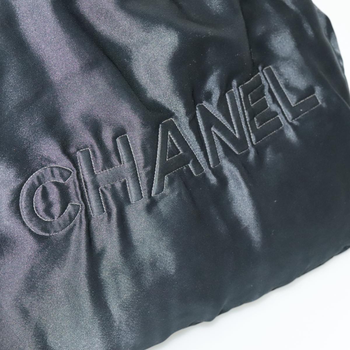 CHANEL COCO Mark Tote Bag Silk Black Gold CC yk15672