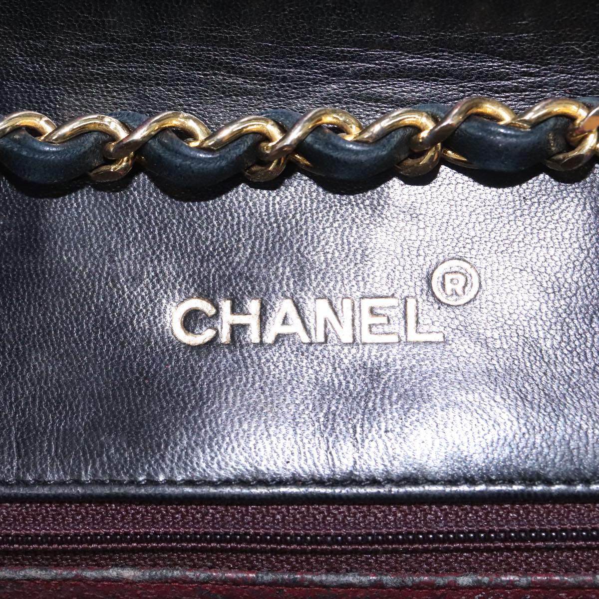 CHANEL Matelasse Chain Shoulder Bag Lamb Skin Black Gold CC yk15735