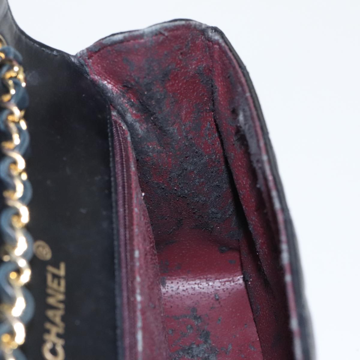 CHANEL Matelasse Chain Shoulder Bag Lamb Skin Black Gold CC yk15735