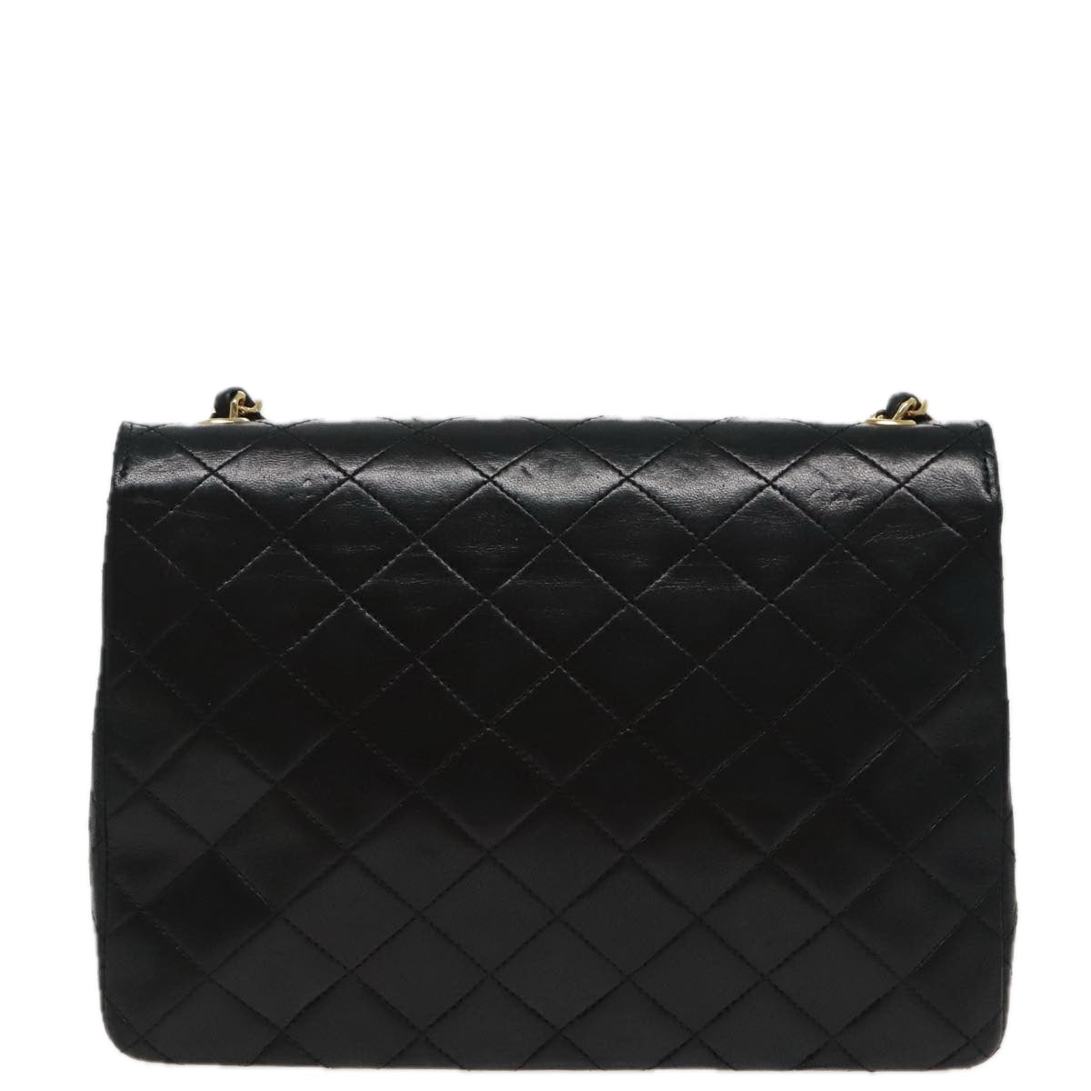 CHANEL Matelasse Chain Shoulder Bag Lamb Skin Black Gold CC yk15735