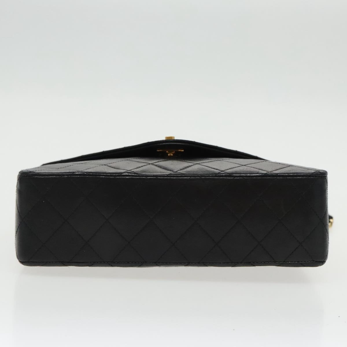 CHANEL Matelasse Chain Shoulder Bag Lamb Skin Black Gold CC yk15735