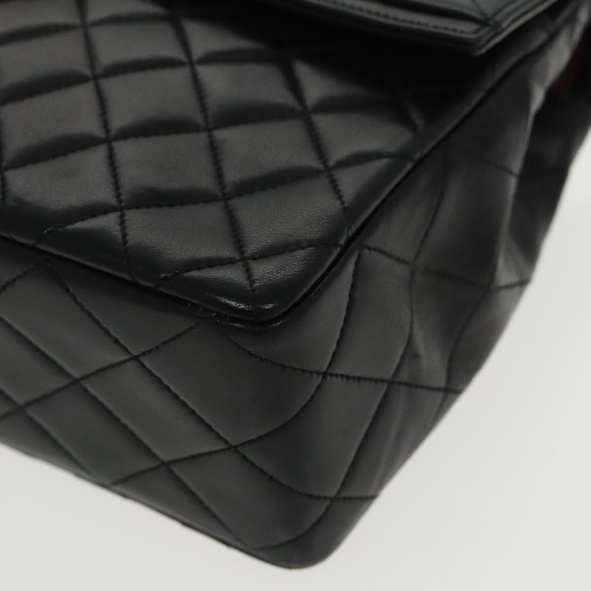 CHANEL Matelasse Turn Lock Chain Hand Bag Lamb Skin Black Gold CC yk15738A