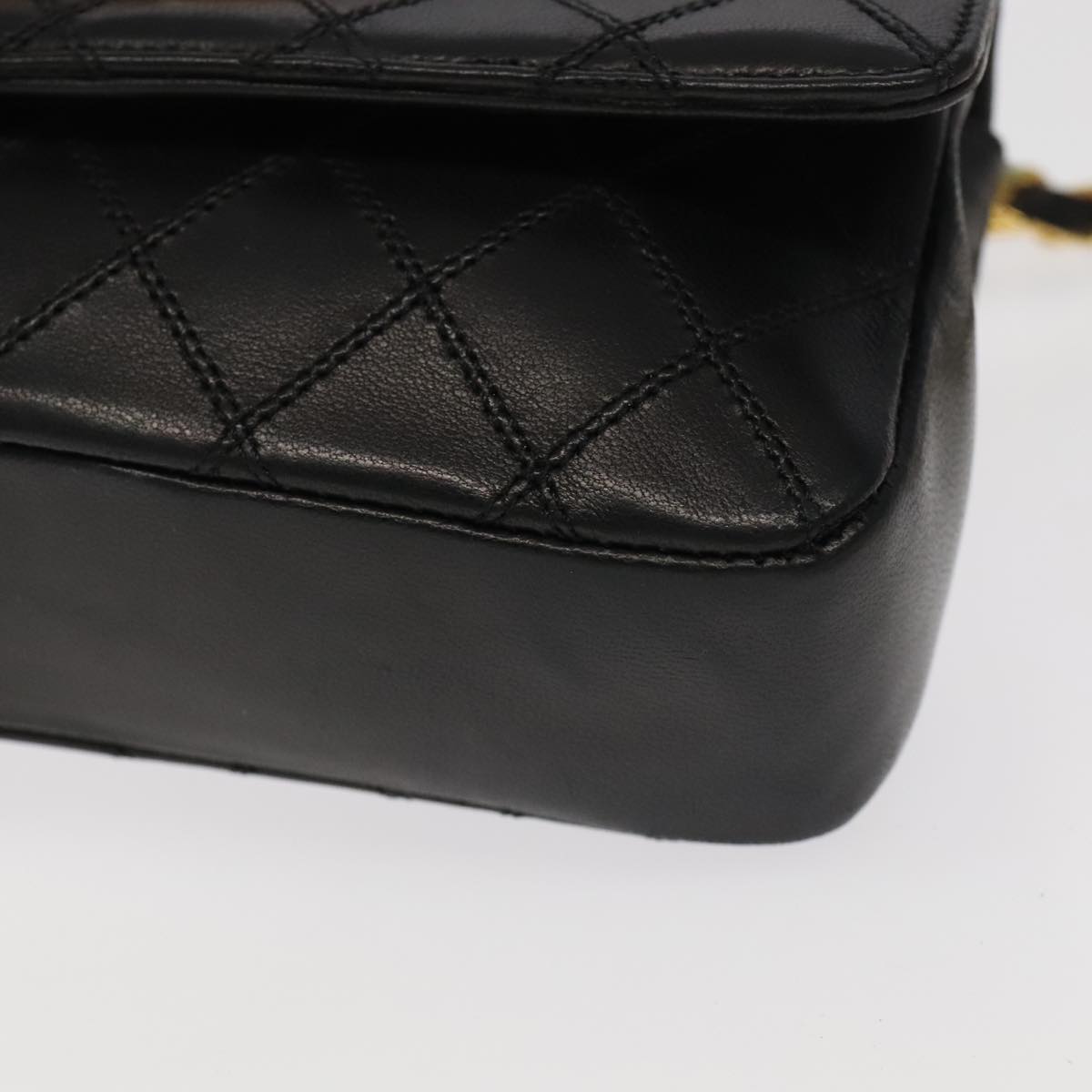 CHANEL Bicolore Chain Deca COCO Mark Bag Lamb Skin Black CC yk15897