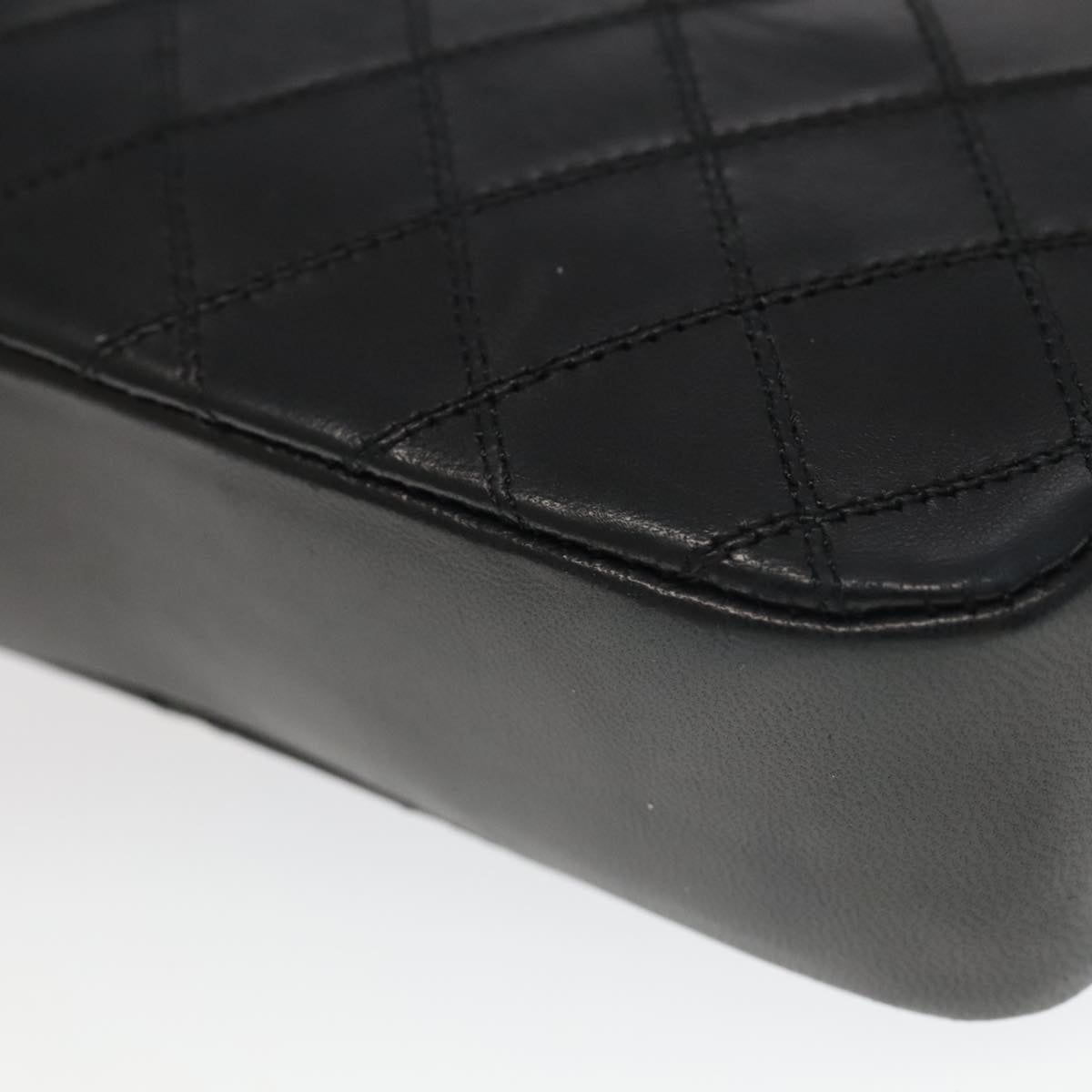 CHANEL Bicolore Chain Deca COCO Mark Bag Lamb Skin Black CC yk15897