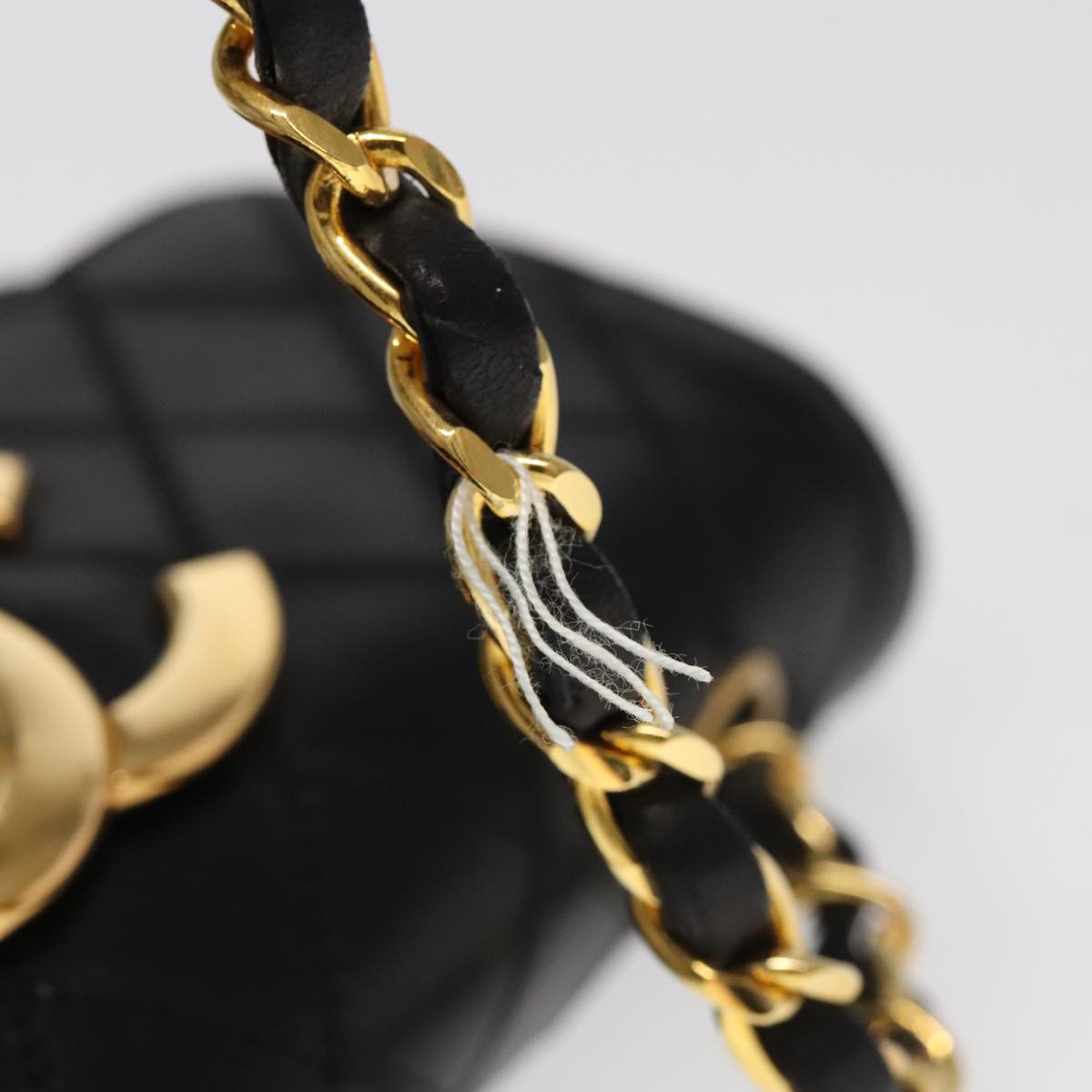 CHANEL Bicolore Chain Deca COCO Mark Bag Lamb Skin Black CC yk15897