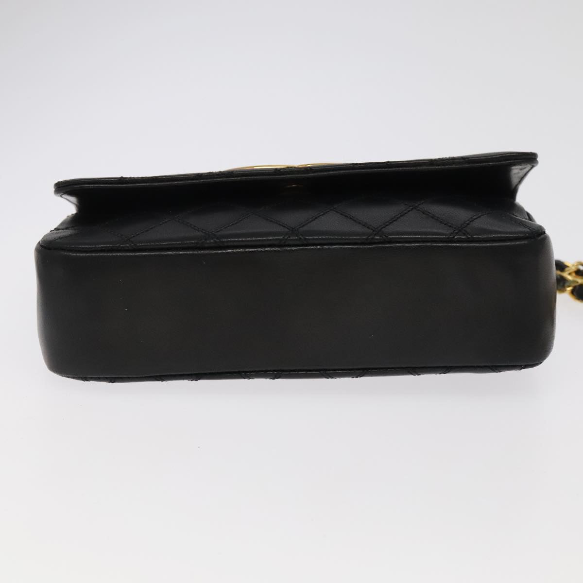 CHANEL Bicolore Chain Deca COCO Mark Bag Lamb Skin Black CC yk15897
