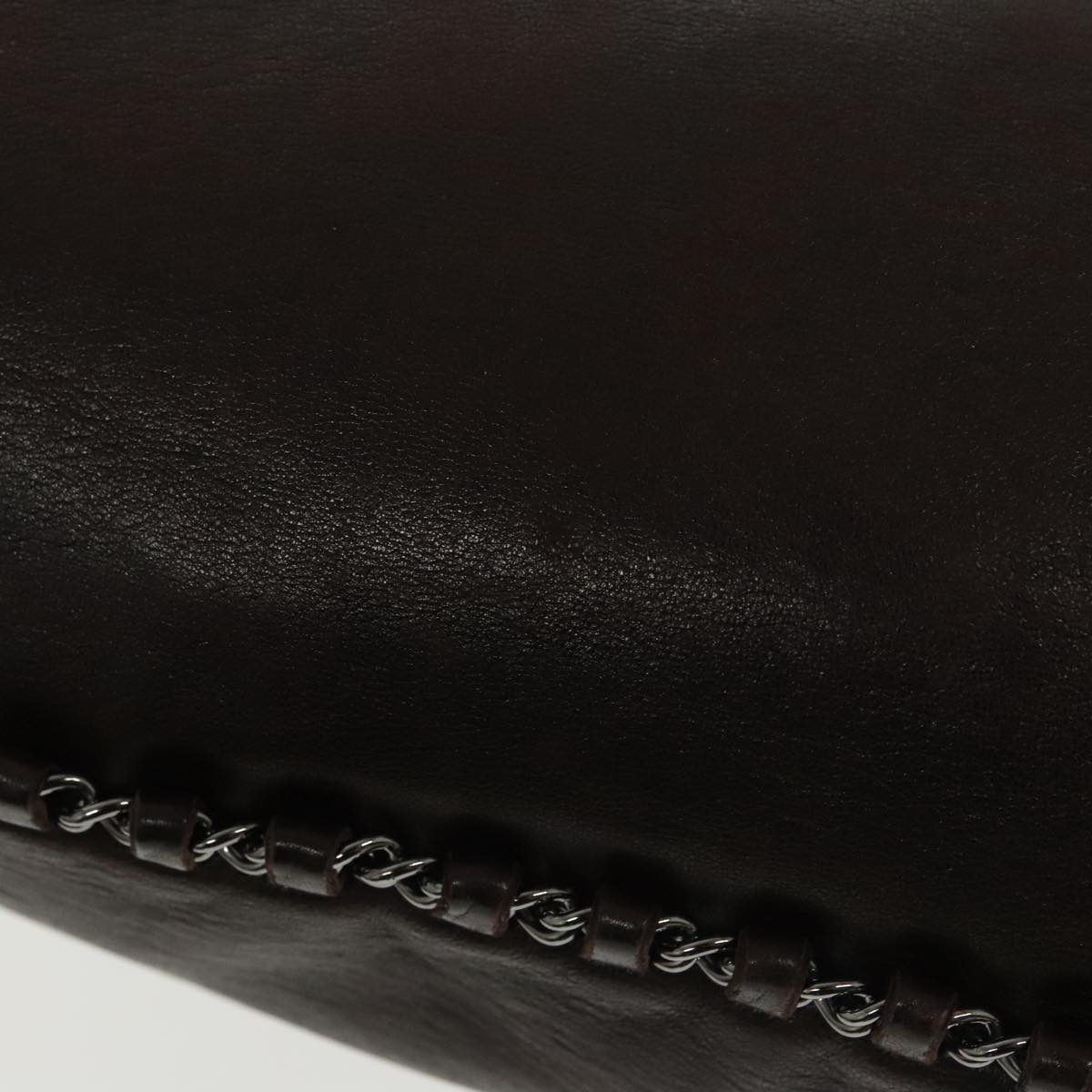 CHANEL Chain Hand Bag Lamb Skin Brown CC yk15907A