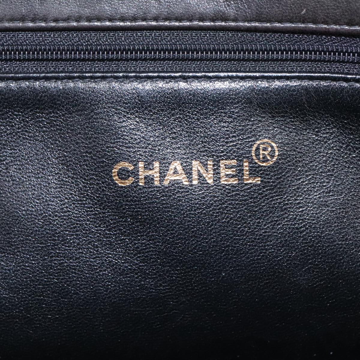 CHANEL Matelasse Chain Hand Bag Lamb Skin Black Gold CC yk15908A