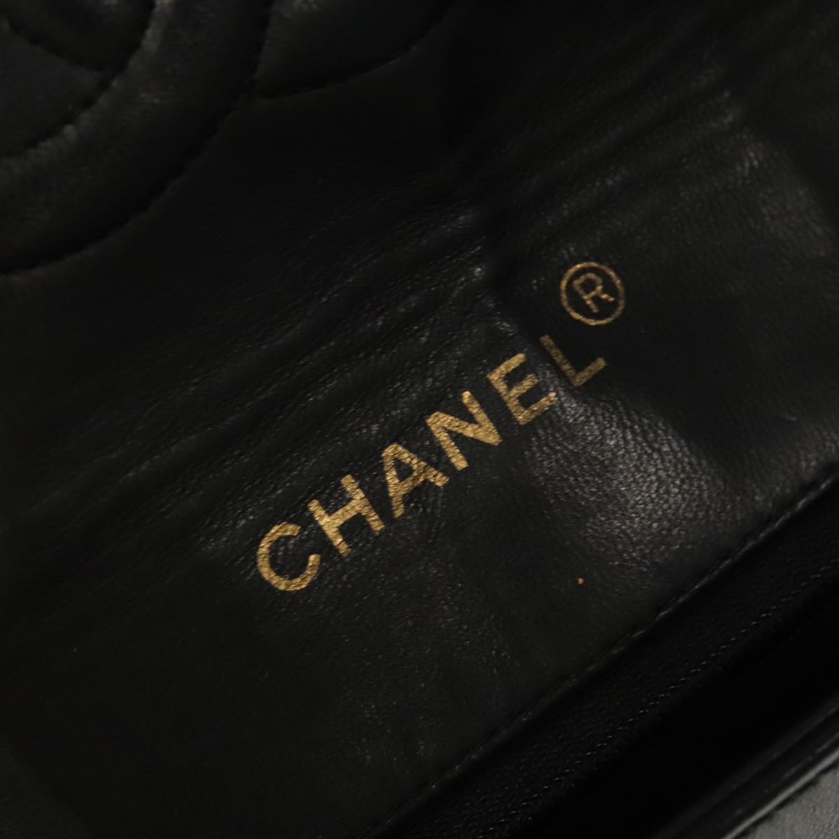 CHANEL Matelasse Turn Lock Chain Bag Lamb Skin Black Gold CC yk15912A