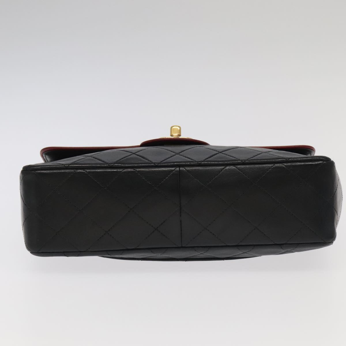CHANEL Matelasse Turn Lock Chain Bag Lamb Skin Black Gold CC yk15912A