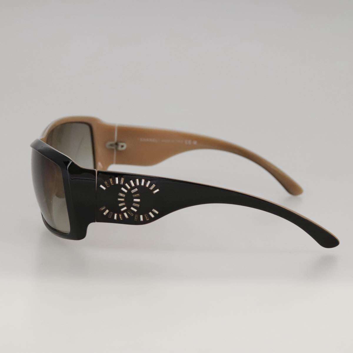 CHANEL Sunglasses plastic Black CC yk15949