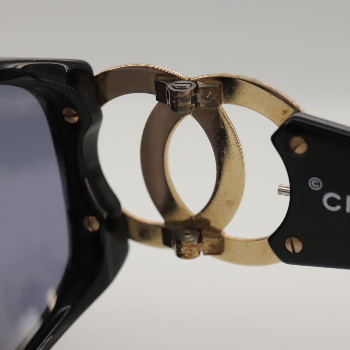 CHANEL Sunglasses plastic Black CC yk15965