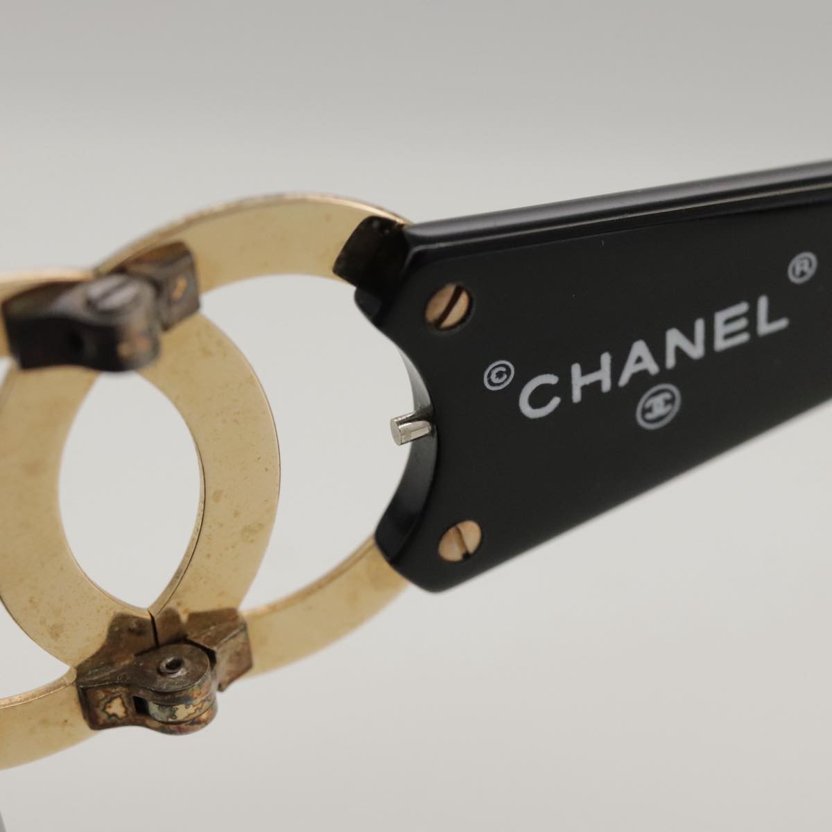 CHANEL Sunglasses plastic Black CC yk15965
