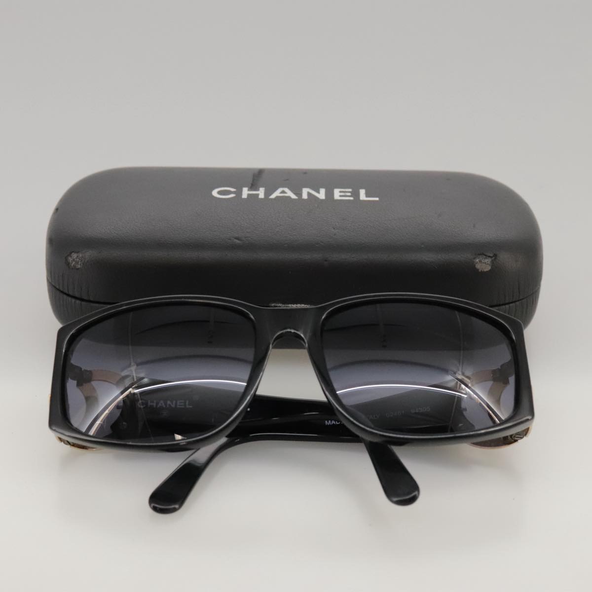 CHANEL Sunglasses plastic Black CC yk15965