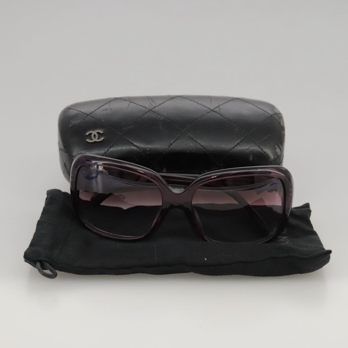 CHANEL Sunglasses plastic Purple CC yk16024