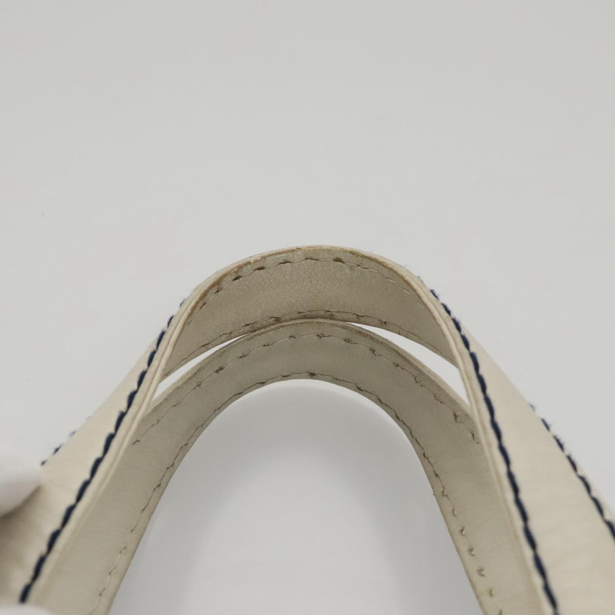 CHANEL Wild stitch Hand Bag Leather White Gold CC yk16095