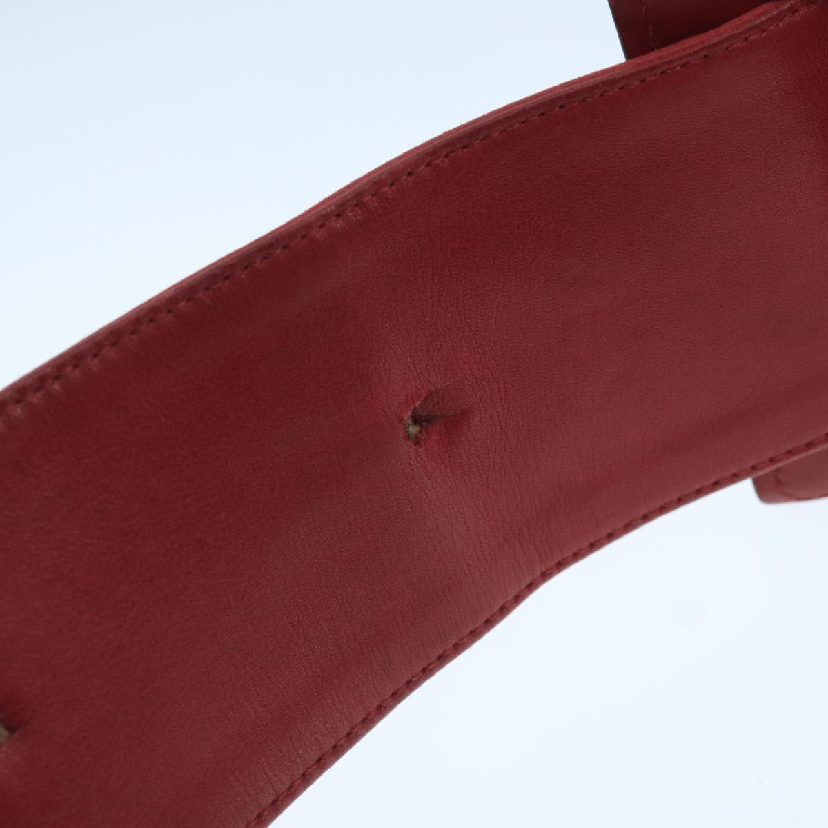CHANEL Bicolore Belt Leather 26.4""-31.1"" Red Gold CC yk16186