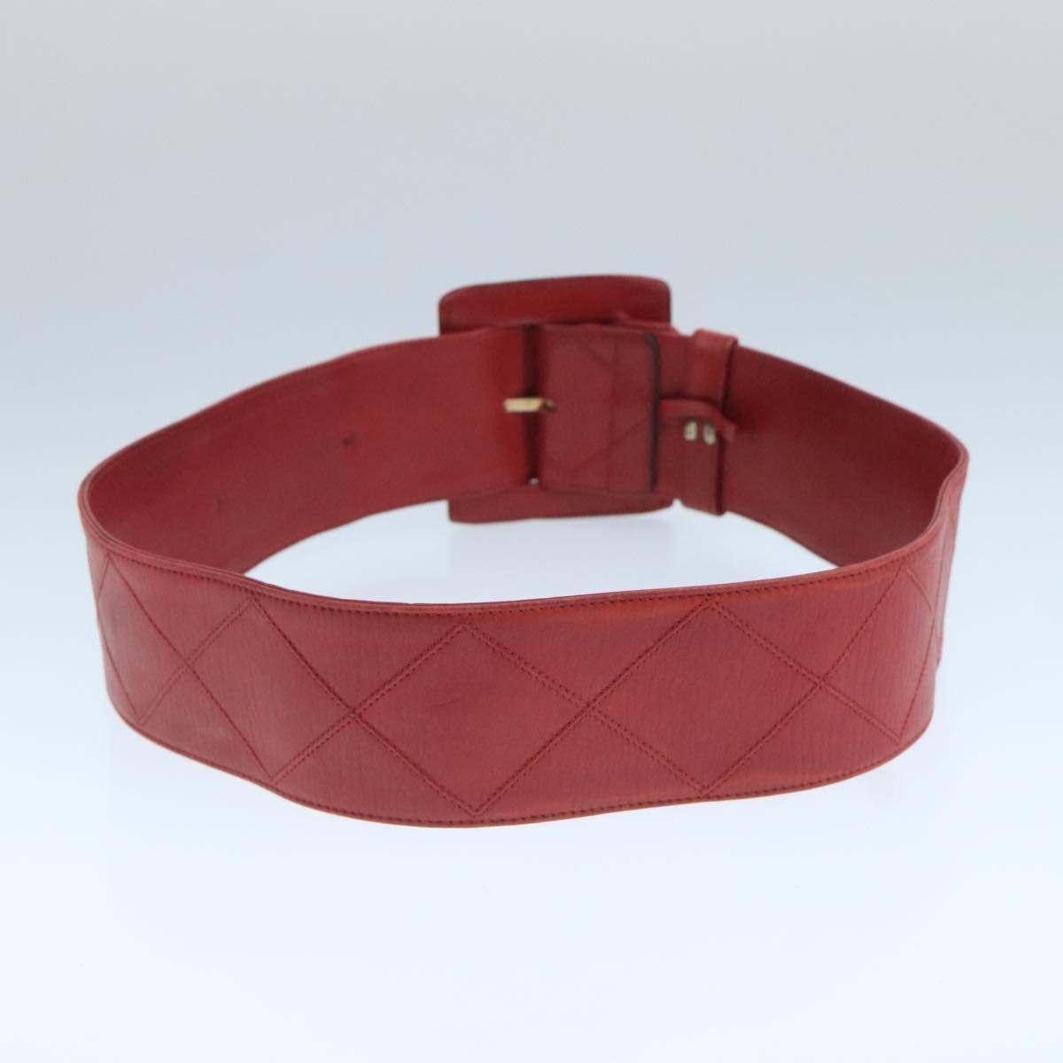 CHANEL Bicolore Belt Leather 26.4""-31.1"" Red Gold CC yk16186