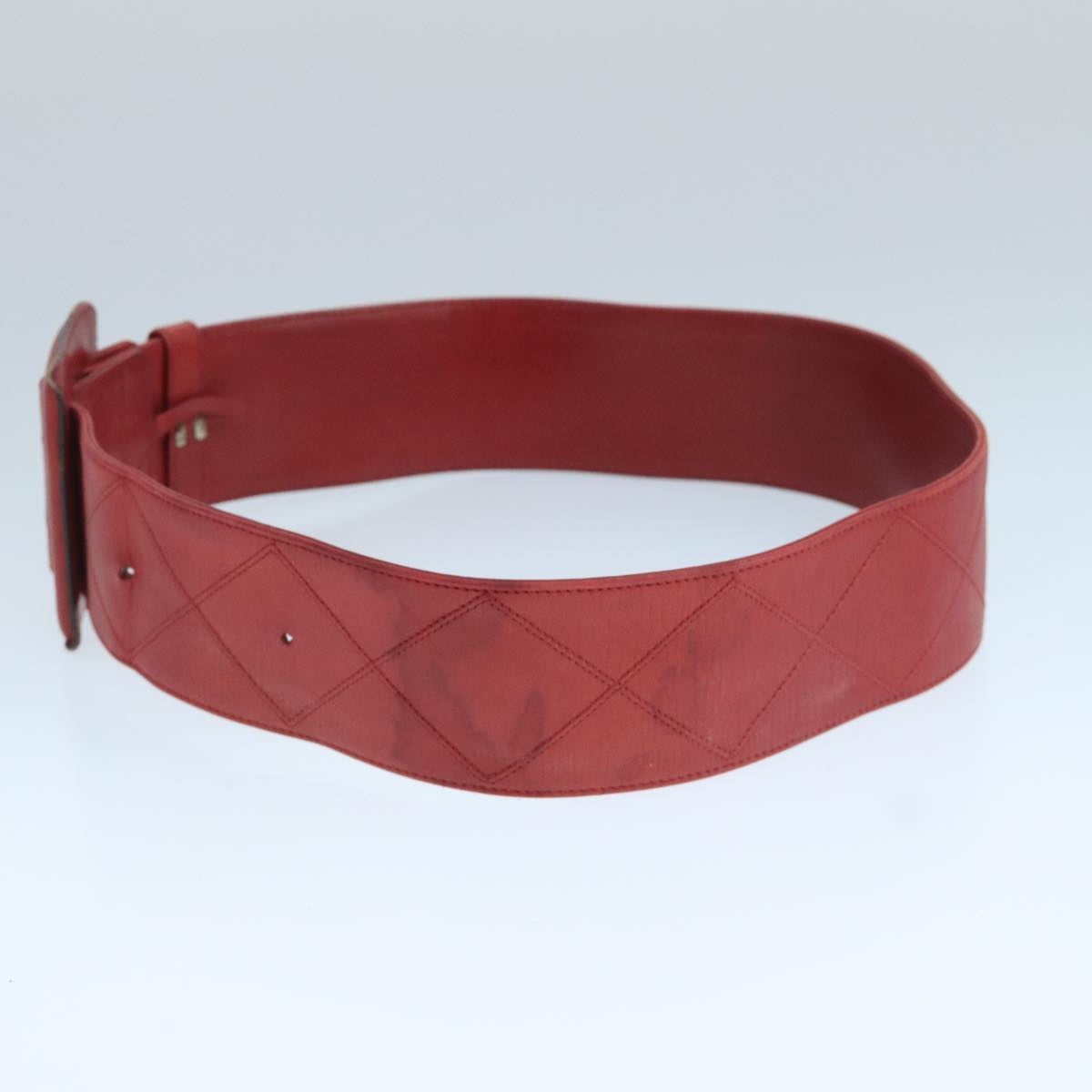 CHANEL Bicolore Belt Leather 26.4""-31.1"" Red Gold CC yk16186