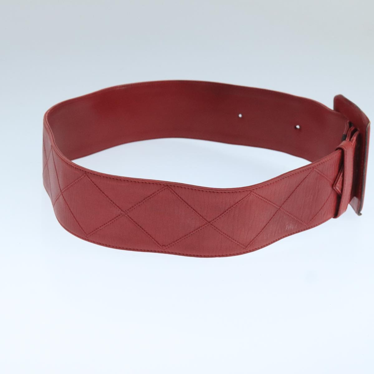 CHANEL Bicolore Belt Leather 26.4""-31.1"" Red Gold CC yk16186