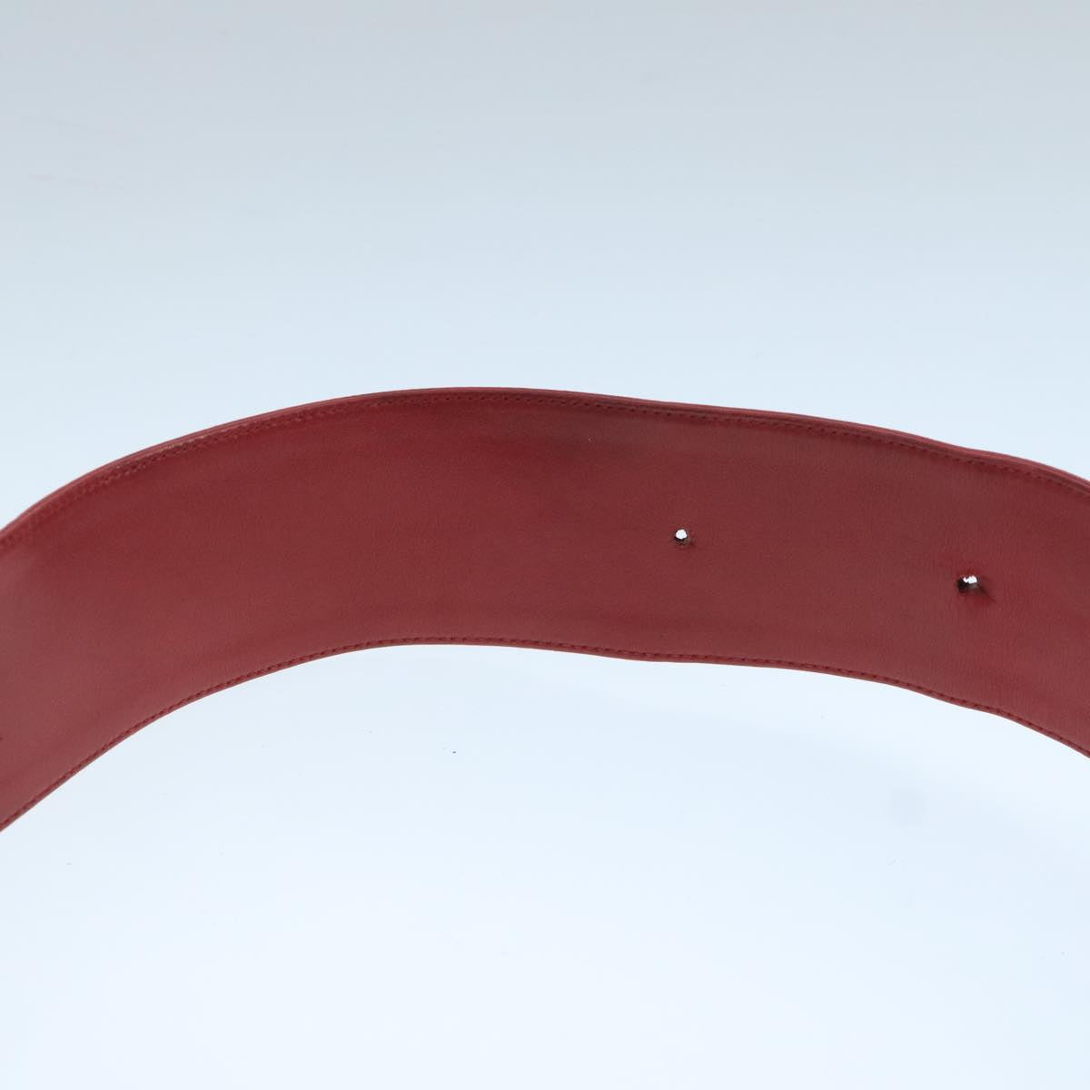 CHANEL Bicolore Belt Leather 26.4""-31.1"" Red Gold CC yk16186