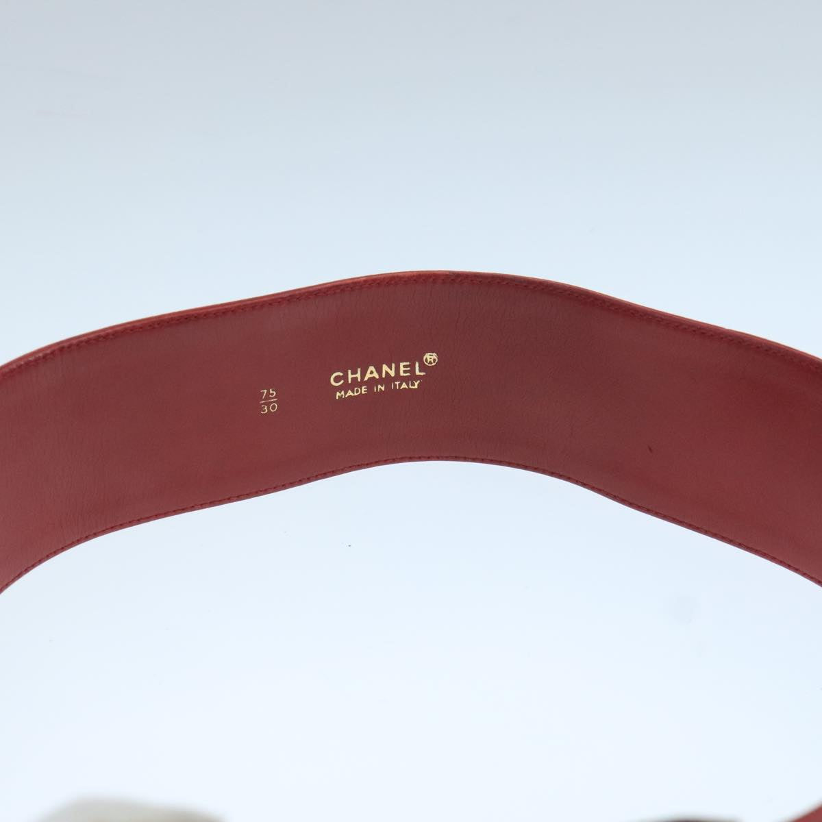 CHANEL Bicolore Belt Leather 26.4""-31.1"" Red Gold CC yk16186