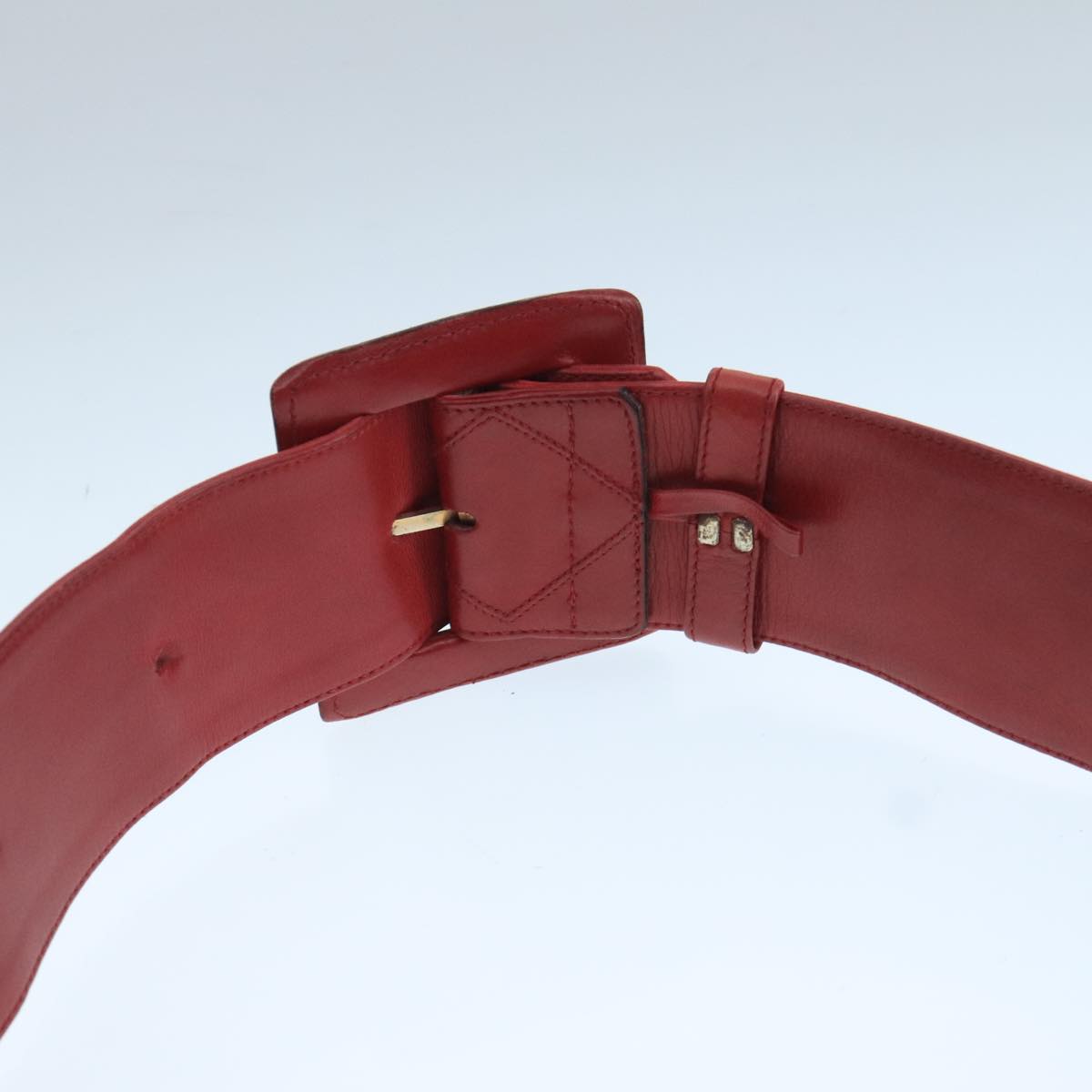 CHANEL Bicolore Belt Leather 26.4""-31.1"" Red Gold CC yk16186