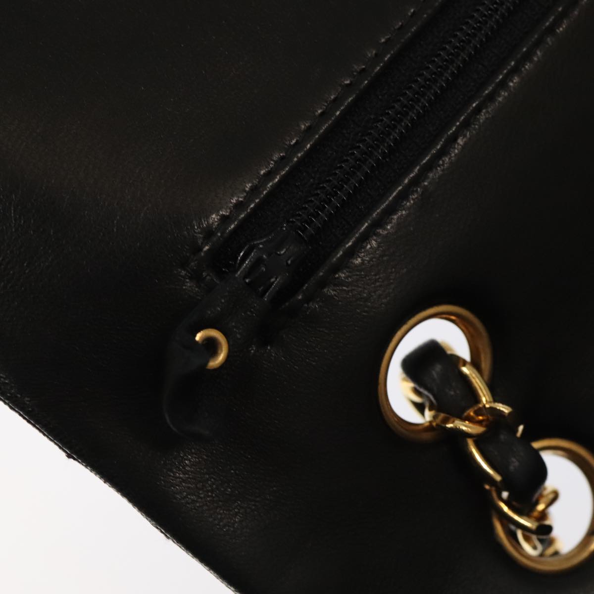 CHANEL Matelasse 25 Double Flap Hand Bag Lamb Skin Black Gold CC yk16193A