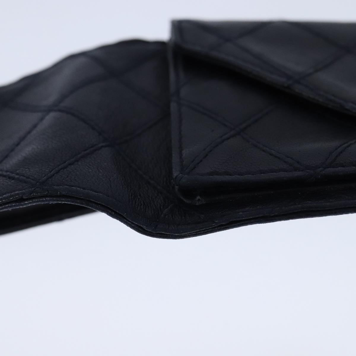 CHANEL Bicolore Waist Pouch Lamb Skin Navy Gold CC yk16227