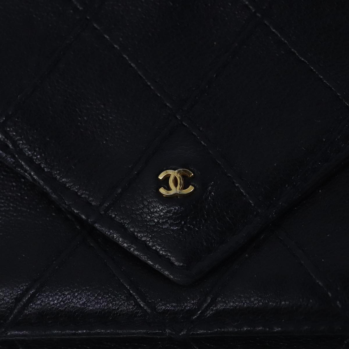 CHANEL Bicolore Waist Pouch Lamb Skin Navy Gold CC yk16227