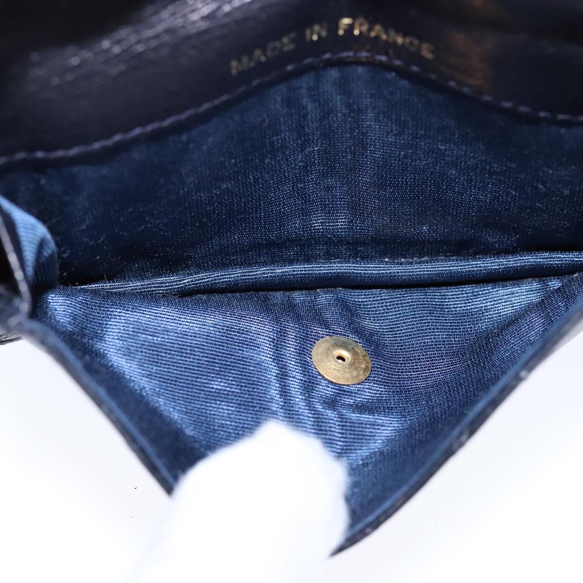 CHANEL Bicolore Waist Pouch Lamb Skin Navy Gold CC yk16227