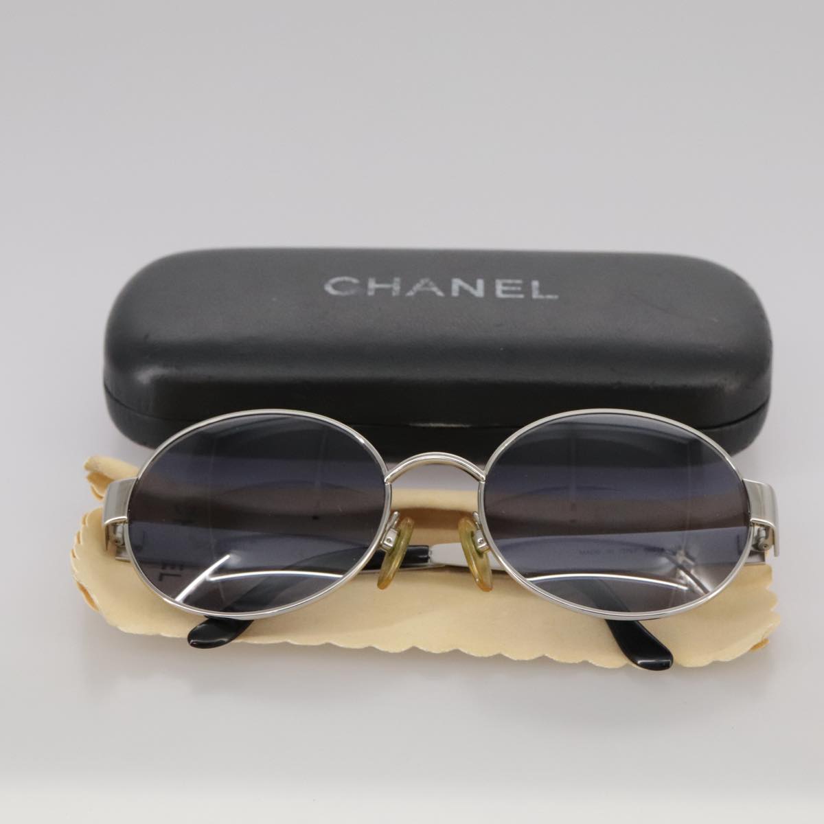 CHANEL Sunglasses metal Silver CC yk16346