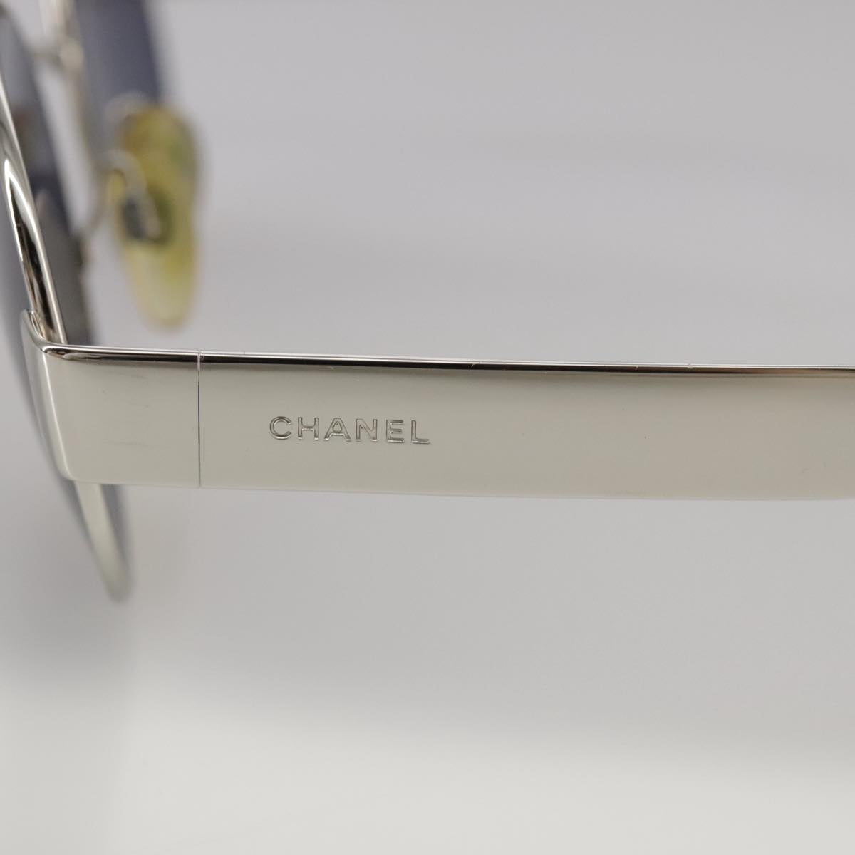 CHANEL Sunglasses metal Silver CC yk16346