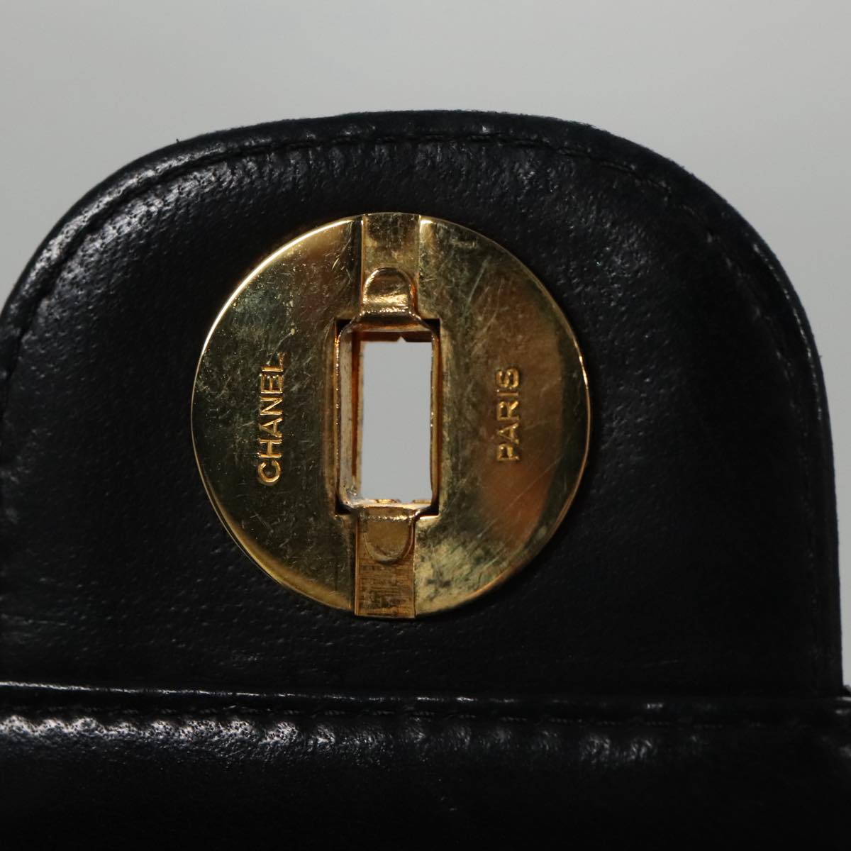 CHANEL Matelasse Chain Hand Bag Lamb Skin Vintage Black Gold CC yk16436