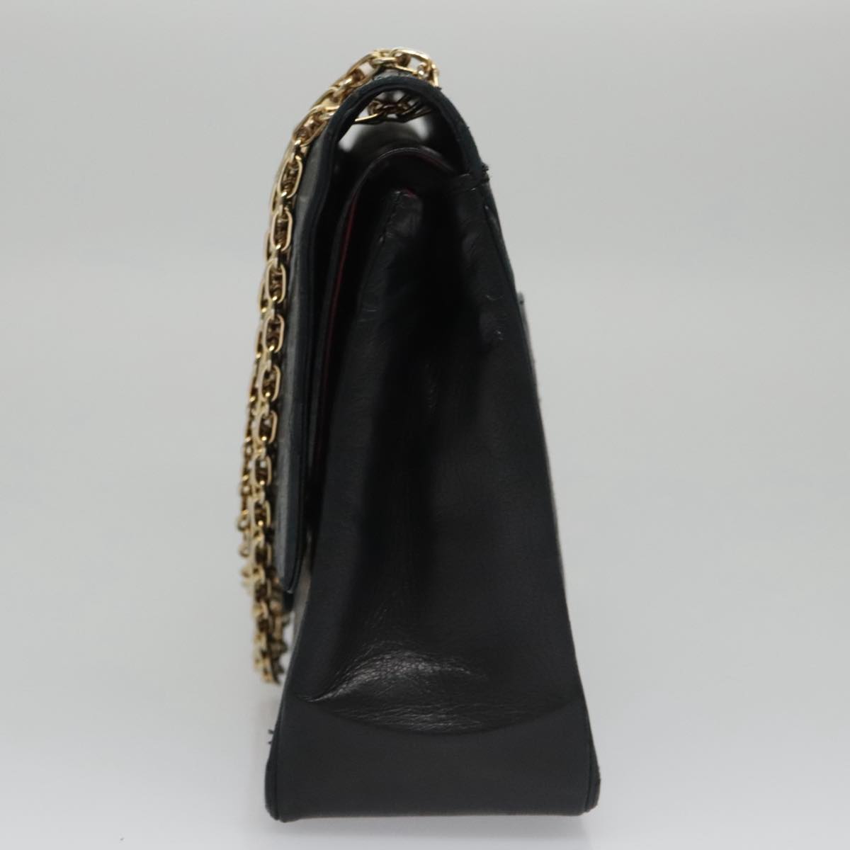 CHANEL Matelasse Chain Hand Bag Lamb Skin Vintage Black Gold CC yk16436