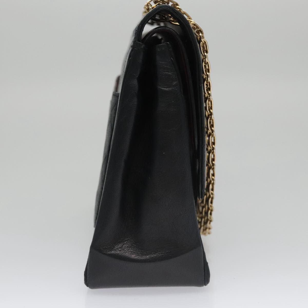 CHANEL Matelasse Chain Hand Bag Lamb Skin Vintage Black Gold CC yk16436
