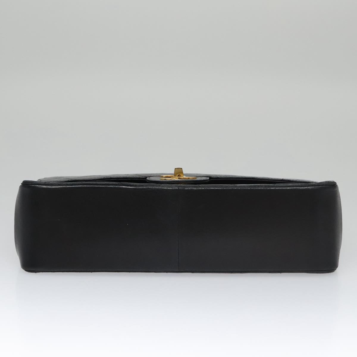 CHANEL Matelasse Chain Hand Bag Lamb Skin Vintage Black Gold CC yk16436