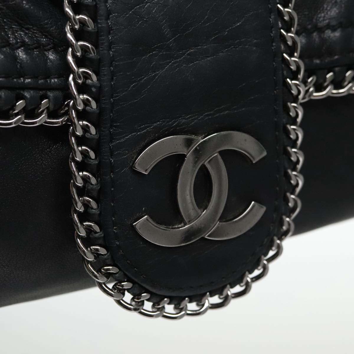 CHANEL COCO Mark Single Flap Shoulder Bag Lamb Skin Black CC yk16446A