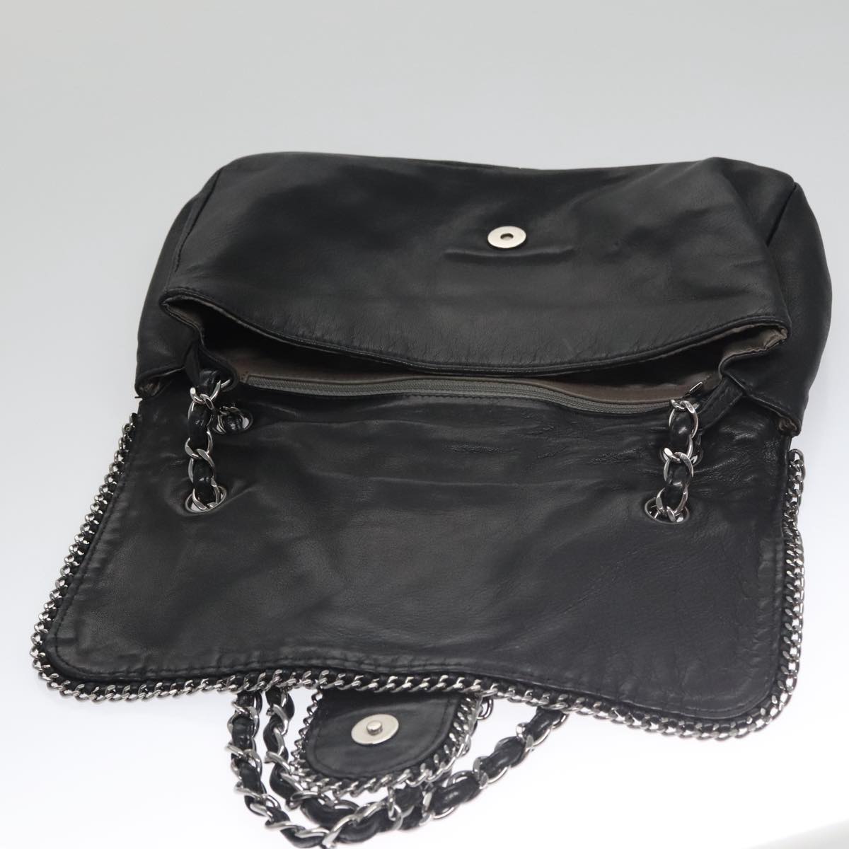 CHANEL COCO Mark Single Flap Shoulder Bag Lamb Skin Black CC yk16446A