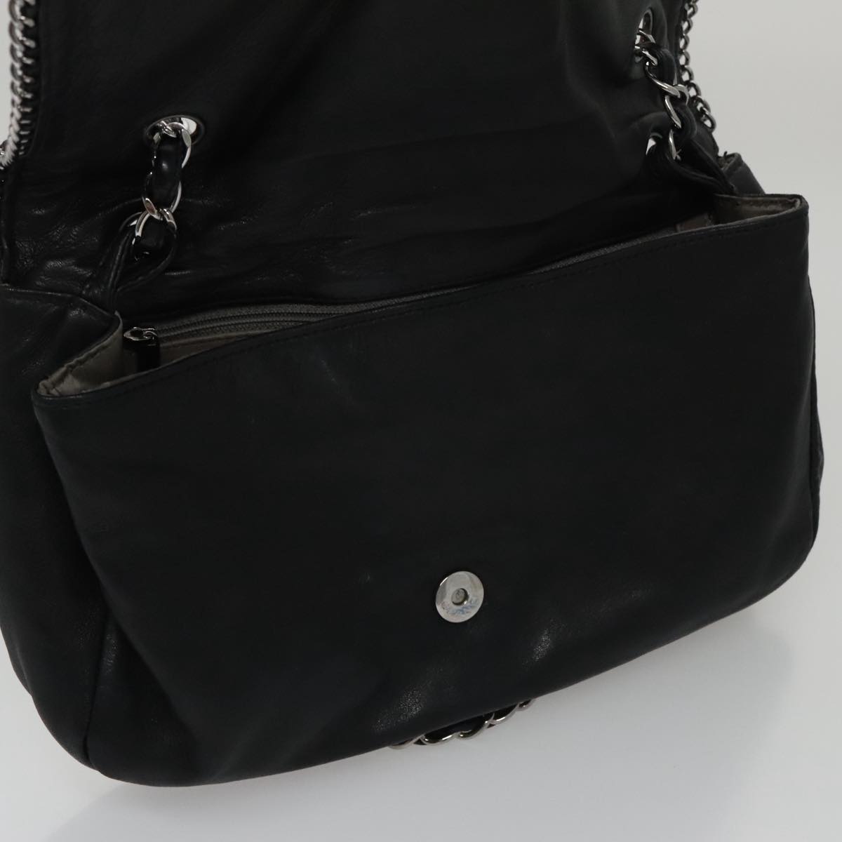 CHANEL COCO Mark Single Flap Shoulder Bag Lamb Skin Black CC yk16446A