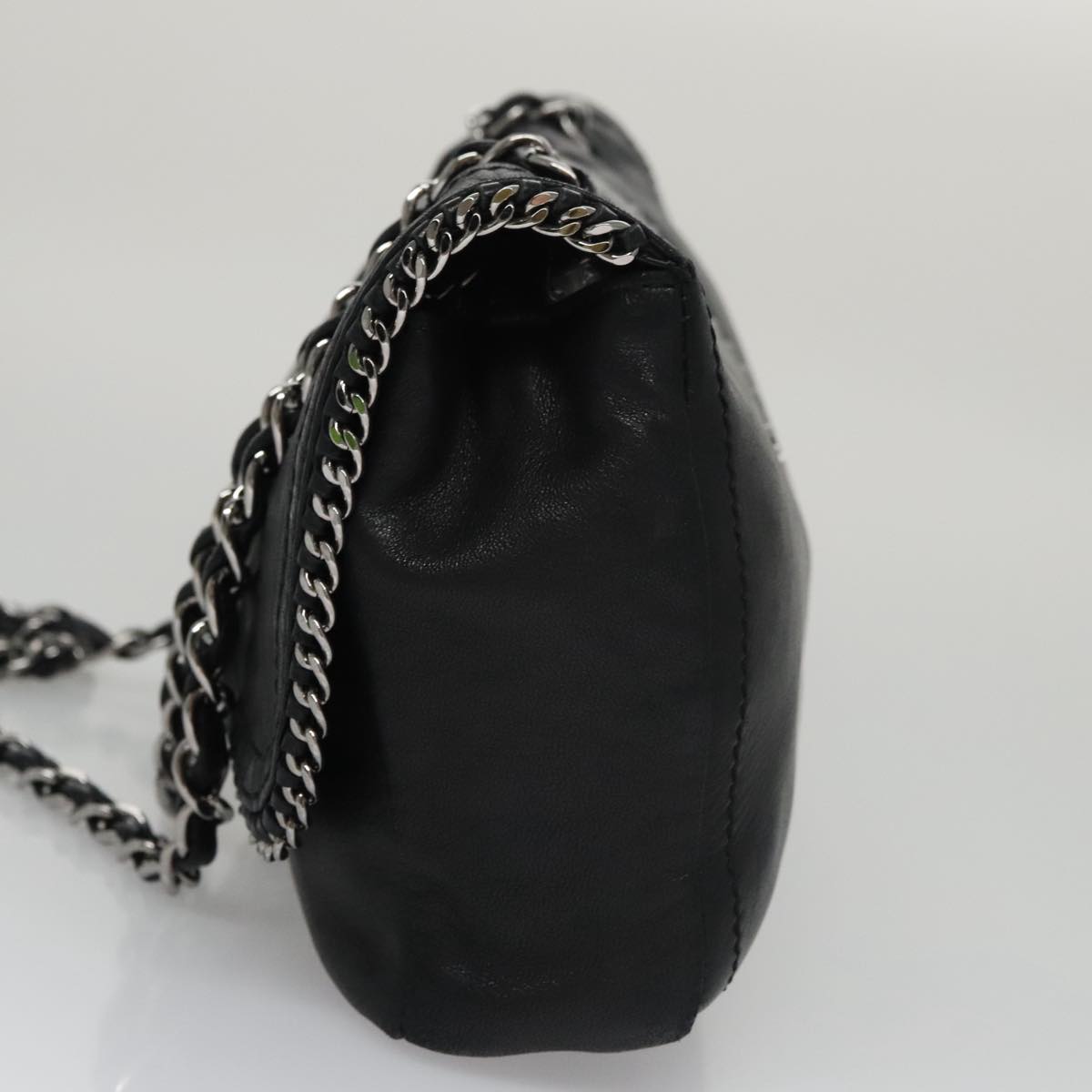 CHANEL COCO Mark Single Flap Shoulder Bag Lamb Skin Black CC yk16446A