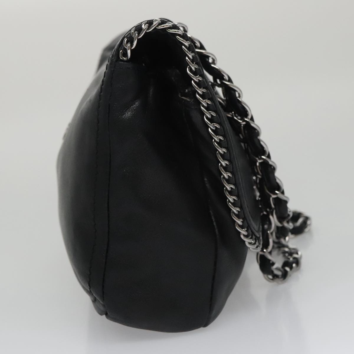 CHANEL COCO Mark Single Flap Shoulder Bag Lamb Skin Black CC yk16446A