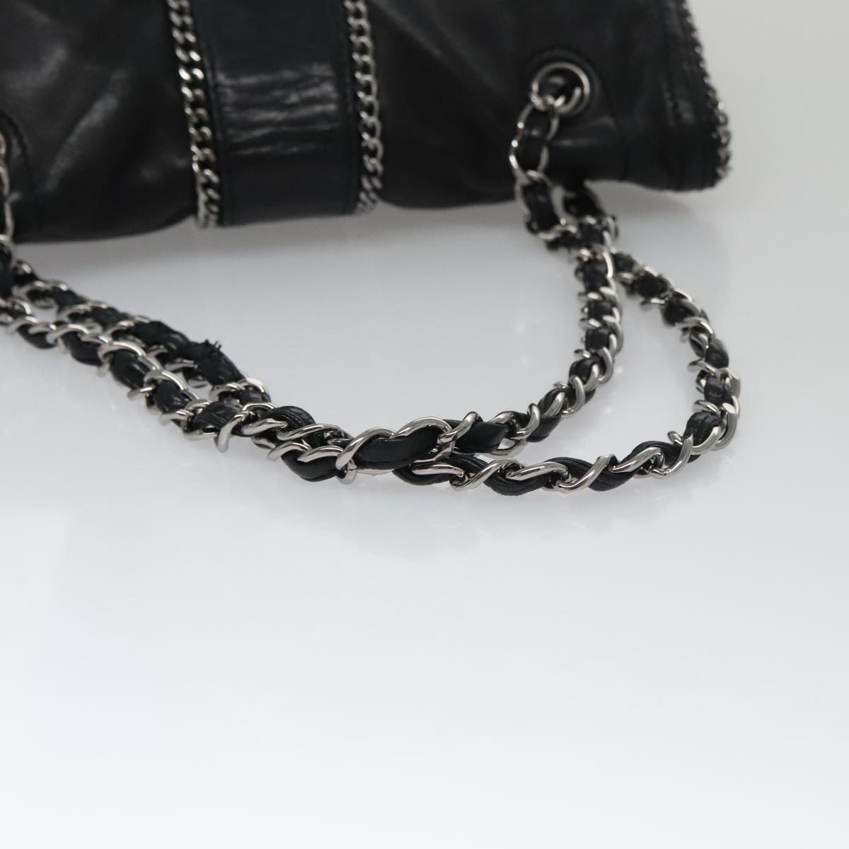 CHANEL COCO Mark Single Flap Shoulder Bag Lamb Skin Black CC yk16446A