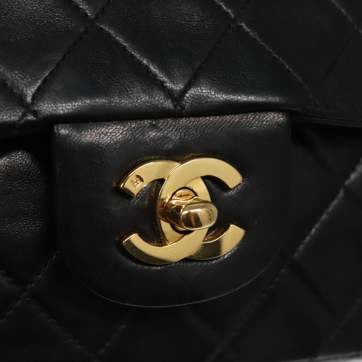 CHANEL Matelasse 25 Double Flap Chain Shoulder Bag Lamb Skin Black yk16454A