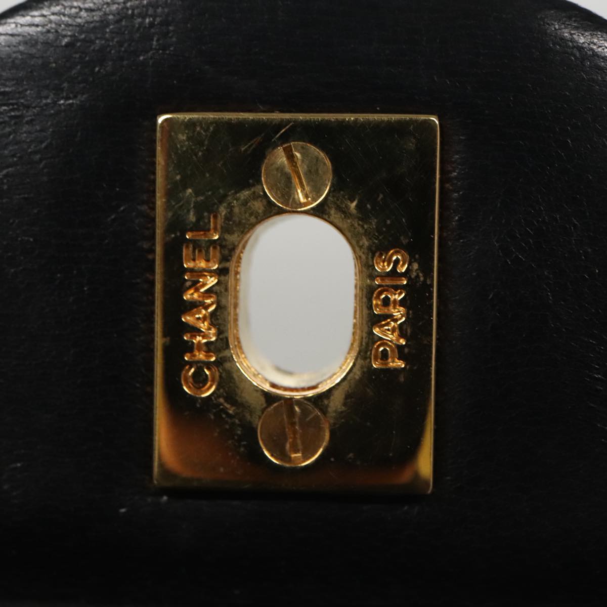 CHANEL Matelasse 25 Double Flap Chain Shoulder Bag Lamb Skin Black yk16454A
